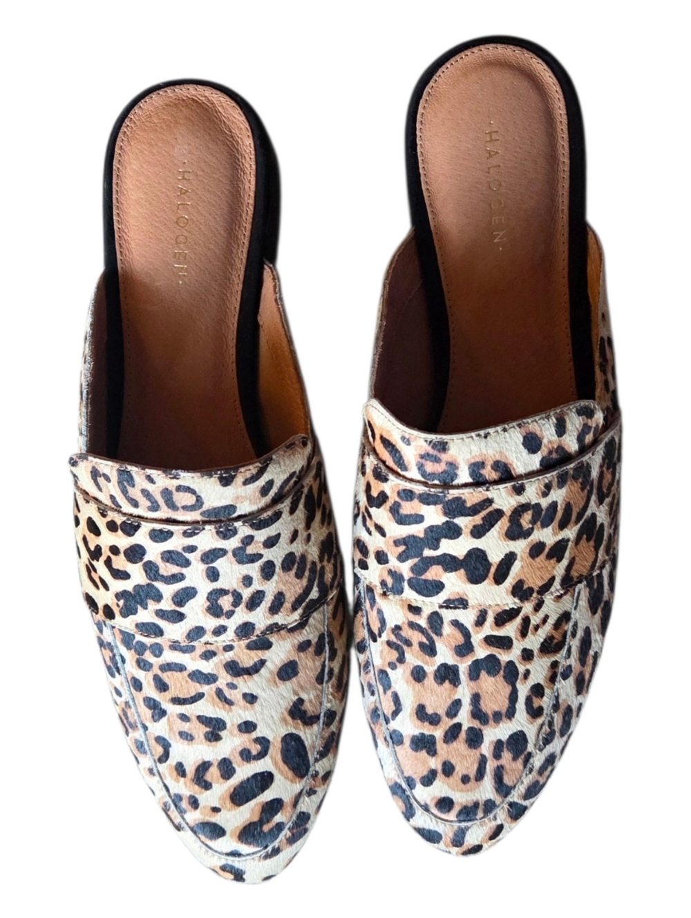 Halogen Violet Leopard Print Calf Hair Mules Size 8 - Picture 2 of 8